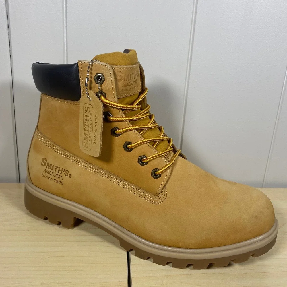 NEW Smiths American 6 Inch Classic Wheat Leather Work Lug‎ Boots Mens Size 12